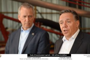 M. François Legault, premier ministre du Québec et M. André Lamontagne, ministre de l'Agriculture, des Pêcheries et de l'Alimentation