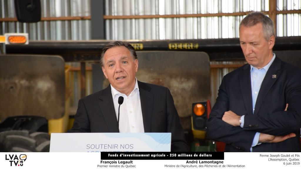 M. François Legault, premier ministre du Québec et M. André Lamontagne, ministre de l'Agriculture, des Pêcheries et de l'Alimentation